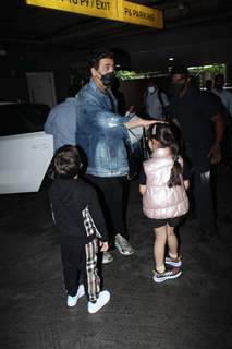 Karan Johar spotted with his kids at the Mumbai airport