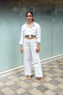 Sanya Malhotra snapped promoting their upcoming film Hit – The First Case at T-Series office in Andheri