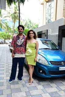 Rajkummar Rao and Sanya Malhotra snapped promoting their upcoming film Hit – The First Case at T-Series office in Andheri