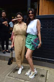 Shilpa Shetty poses with Shamita Shetty clicked in Bandra