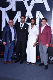Vicky Kaushal, Joseph Russo, Dhanush, Anthony Russo attend the premiere of The Gray Man