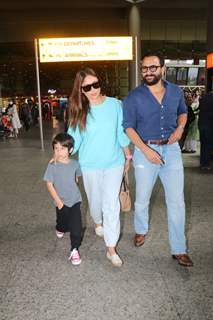 Kareena Kapoor, Saif Ali Khan and Taimur Ali Khan spotted at Mumbai airport
