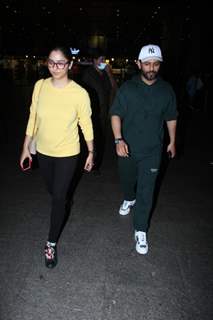 Disha Parmar poses with Rahul Vaidya clicked at the Mumbai airport