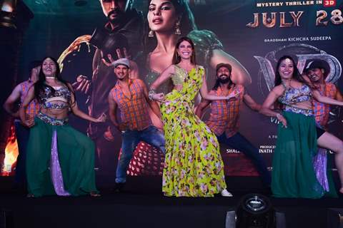 Jacqueline Fernandez attends the press conference of the film Vikrant Rona