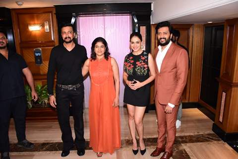 Kiccha Sudeep, Priya Sudeep, Riteish Deshmukh, Genelia D’Souza attends the press conference of the film Vikrant Rona