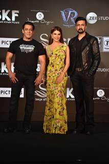 Salman Khan, Kiccha Sudeep, Jacqueline Fernandez attends the press conference of the film Vikrant Rona