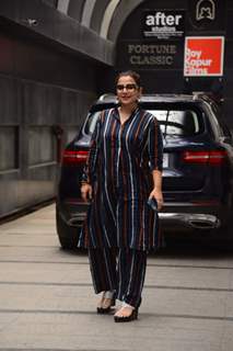 Vidya Balan spotted in the city in a striped kurta and pajama set