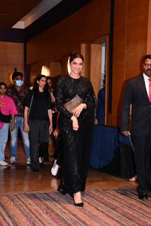 Deepika Padukone looked gorgeous in a black saree as she attended an event in the city