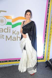Ankita Lokhande attended an event in the city in a gradient black and white saree