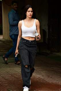 Janhvi Kapoor spotted outside her pilates studio in a crop top and ripped denim