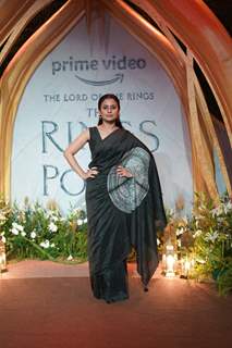 Rasika Dugal snapped at the Lord Of The Rings Rings Of Power screening at PVR in Lower Pare pose at the grand Asia Pacific Premiere 