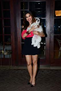 Sophie Choudry spotted with her pet in Khar