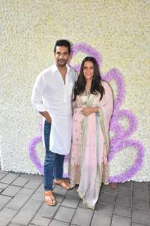 Neha Dhupia and Angad Bedi spotted Arpita Khan's house for Ganpati Darshan