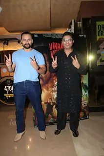 Saif Ali Khan and Bhushan Kumar snapped at Vikram Vedha Trailer Preview At Juhu PVR