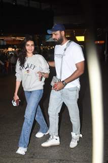 Karishma Tanna and Varun Bangera spotted at the Mumbai airport 