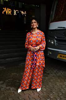 Mrunal Thakur snapped at Sita Ramam's success press conference in a printed co-ord set