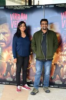 Pushkar and Gayathri spotted promoting Vikram Vedha in the city 