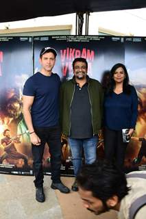 Hrithik Roshan, Pushkar and Gayathri spotted promoting Vikram Vedha in the city 