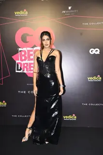 Rhea Chakraborty raised the heat in a black latex dress as she was snapped attending the GQ Best Dressed Awards 2022