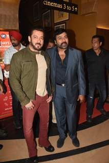 Chiranjeevi and Salman Khan snapped at Hindi trailer launch of Godfather at PVR Juhu