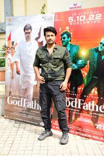 Chiranjeevi and Salman Khan snapped at Hindi trailer launch of Godfather at PVR Juhu