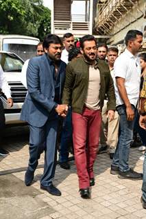 Chiranjeevi and Salman Khan snapped at Hindi trailer launch of Godfather at PVR Juhu