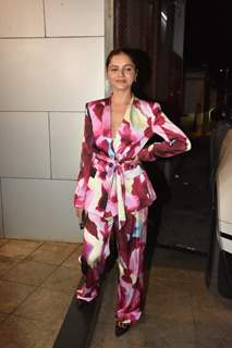 Rubina Dilaik looked lovely in a floral pant suit set at Faisu's birthday bash