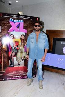 Zaheer Iqbal snapped at the trailer launch of Double XL at T-Series Office in Andheri 