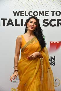 Jacqueline Fernandez spotted at the Welcome To The Italian Screens event at Jio World Drive 