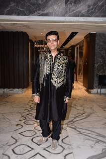 Karan Johar attended Ayushmann- Tahira's Diwali bash in a black and gold kurta pajama set