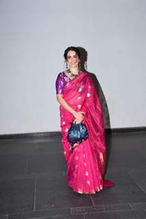 Sanya Malhotra looked pretty in a pink saree at Ayushmann- Tahira's Diwali bash