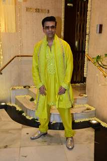 Karan Johar brightened up Manish Malhotra's Diwali Party in a yellow sherwani