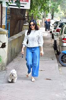 Neha Sharma spotted with her pet in Bandra