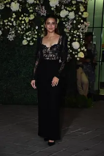 Kriti Kharbanda wore a black netted top and wide legged pants to Aayush Sharma's birthday party