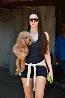 Giorgia Andriani spotted with her pet spotted in the city 