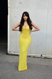 Nora Fatehi looked sizzling hot in a bright yellow, thigh high slit gown