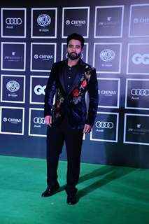 Jackky Bhagnani looked dapper in a floral velvet pant suit