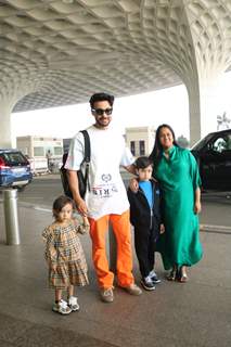 Aayush Sharma, Arpita Khan spotted with their kids at the Mumbai airport