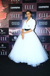 Deepika Padukone looked magnificent in white as she was clicked at the Elle Beauty Awards last night