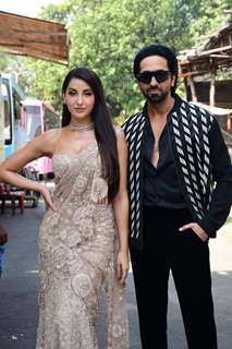 Nora Fatehi, Ayushmann Khurrana spotted promoting their upcoming film An Action Hero on the set of The Kapil Sharma Show 