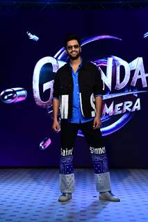Vicky Kaushal looked stylish in a blue shirt, jacket and printed trousers at the trailer launch of Govinda Naam Mera