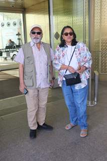 Pankaj Kapur spotted with his wife at the Mumbai airport