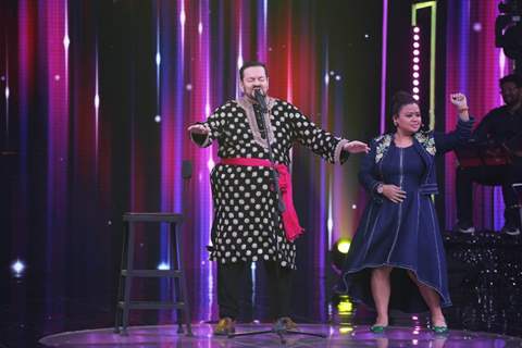 Nitin Mukesh snapped on the set of  Sa Re Ga Ma Pa Li'l Champs