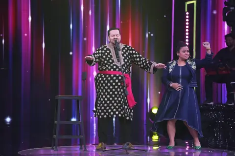 Nitin Mukesh snapped on the set of  Sa Re Ga Ma Pa Li'l Champs
