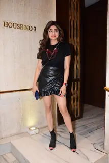 Shamita Shetty kept it stylish in an all black look comprising of a leather skirt, black top and boots at Manish Malhotra's birthday bash