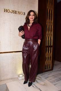 Sonali Bendre sported maroon leather pants and a maroon shirt at Manish Malhotra's birthday bash