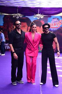 Deepika Padukone, Ranveer Singh and Rohit Shetty snapped at the Song launch of the  ‘Current Laga Re’ from Cirkus