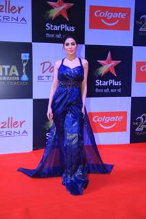 Nikki Tamboli exuded beauty in a royal blue gown