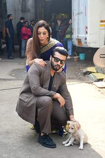 Arjun Kapoor and Tabu snapped promoting their upcoming film Kuttey on the sets of Indian Idol 13