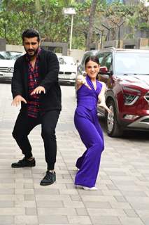 Arjun Kapoor, Radhika Madan snapped promoting upcoming film Kuttey at T-Series Office in Andheri 